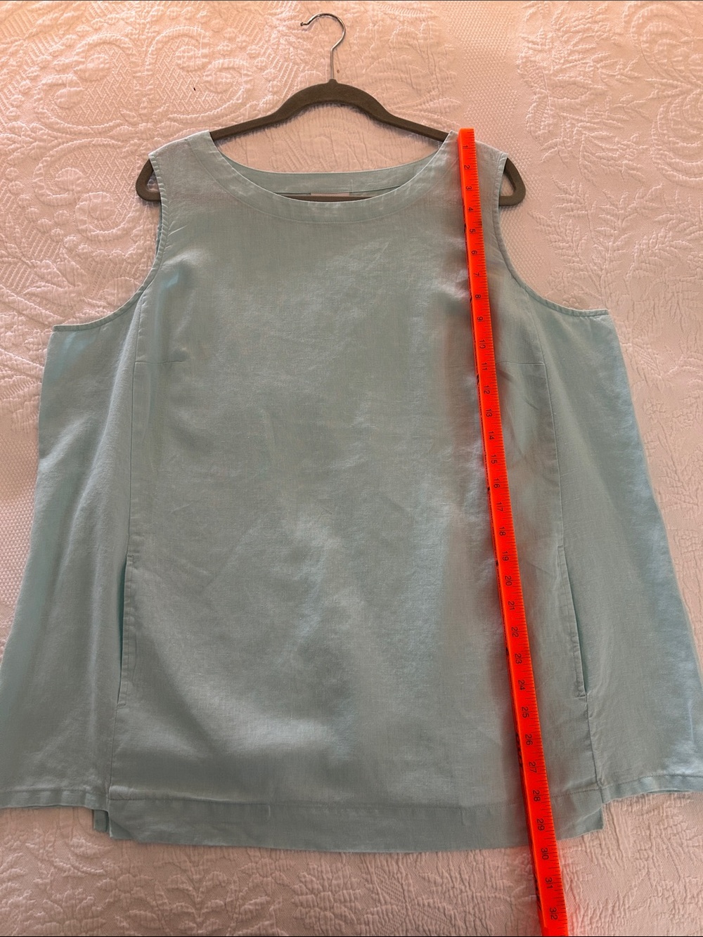 J.Jill Sleeveless Linen Aqua Blue Top - Picture 6 of 7